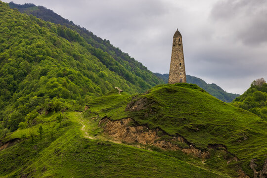watchtower in the mountains of Chechnya