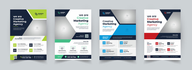 Corporate business flyer template design set, Brochure design, cover modern layout, annual report, poster, flyer in A4 with colorful business proposal, promotion, advertise, publication, cover page. - obrazy, fototapety, plakaty