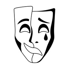 Illustration of comedy and tragedy mask. Traditional symbol. Image for theatrical performance.