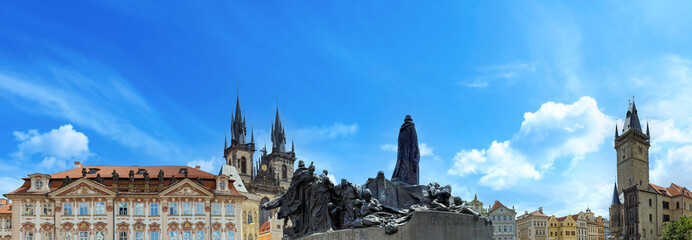 Panoramic view of Prague Old Town Square and in historic city centre of Old Prague.