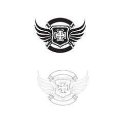 emblem shield wings logo vector