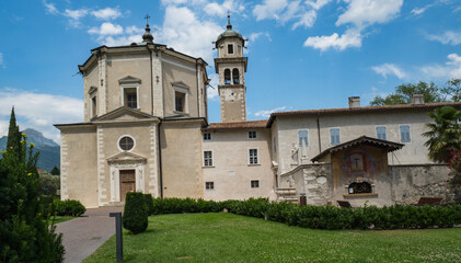 Fototapeta na wymiar Inviolata church, Riva del Garda port, Italy