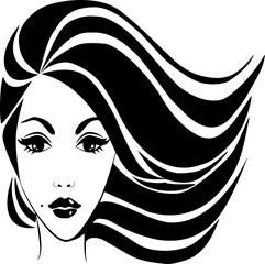 Illustration of a female face. A beautiful girl. black and white illustration. Vector graphics. Logo, icon, design element.