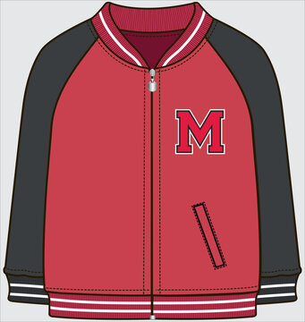 red varsity jacket with black sleeves clip art preview