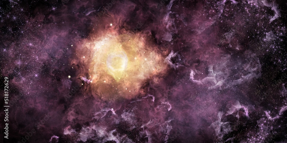 Wall mural space background with realistic nebula and shining stars. abstract scientific background with nebula