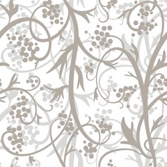 Obraz premium abstract seamless pattern of twigs and leaves on a white background