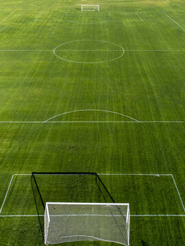 Aerial view of a soccer field