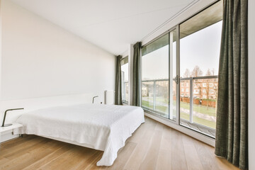 Interior of stylish new light bedroom