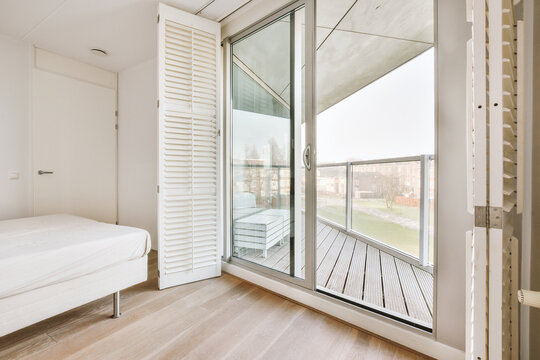 Interior of stylish new light bedroom