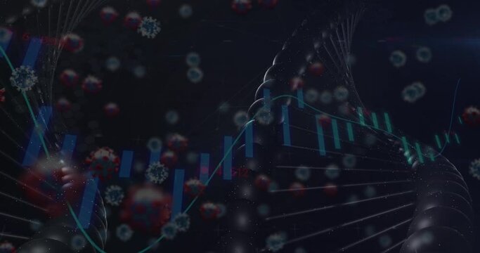 Animation of medical data processing over dark background