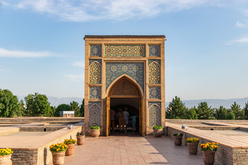 SAMARQAND, UZBEKISTAN - JUNE 09, 2022: Ancient city of Samarkand Ulugbek Observatory (Ulug'bek...