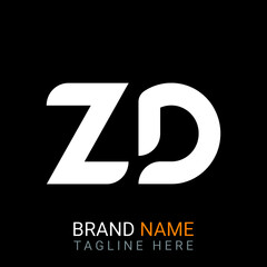 ZD Letter Logo design. black background.