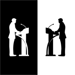 Man at Podium silhouette black and white vector
