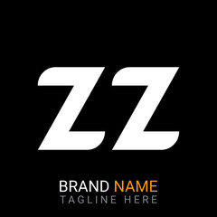 ZZ Letter Logo design. black background.