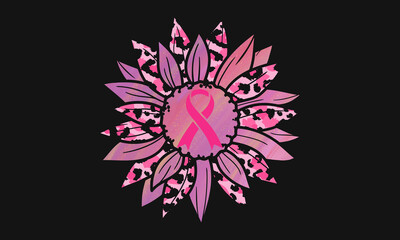 Sunflower Breast Cancer Awareness Vector