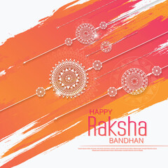 Happy raksha bandhan ceremony poster template design with decorative rakhi.