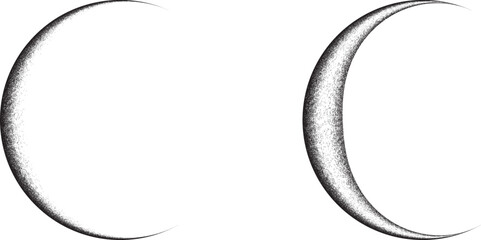Half Circle Brush Stroke Border Frame . Grunge Element for your Design . Moon logo . Noise texture .Dispersion effect . Moon phase .Vector illustration © miloje