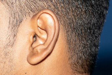 human ear close-up macro detail shot

