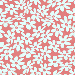 Warped smiling daisy pattern. vector seamless pattern - 518180827