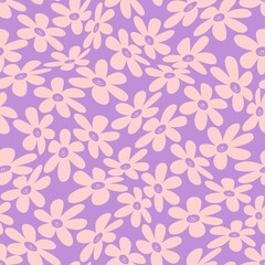 Warped smiling daisy pattern. vector seamless pattern - 518181089