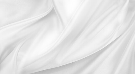 Naklejka na ściany i meble Close-up of rippled white silk fabric texture background 