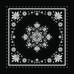 Baker bandana pattern in black and white - 518181291