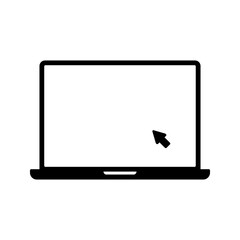 Laptop icon isolated. Display with clicking mouse on white background. vector illustration