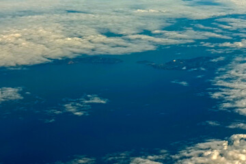 Fototapeta na wymiar Vista aerea delle isole eolie