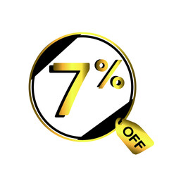 5% off. Black, white and golden banner with five percent discount. Shopping tag promotion vector.
