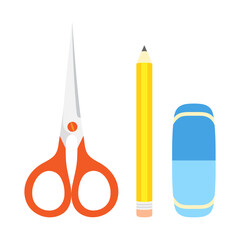 stationery set of pencil, eraser and scissor