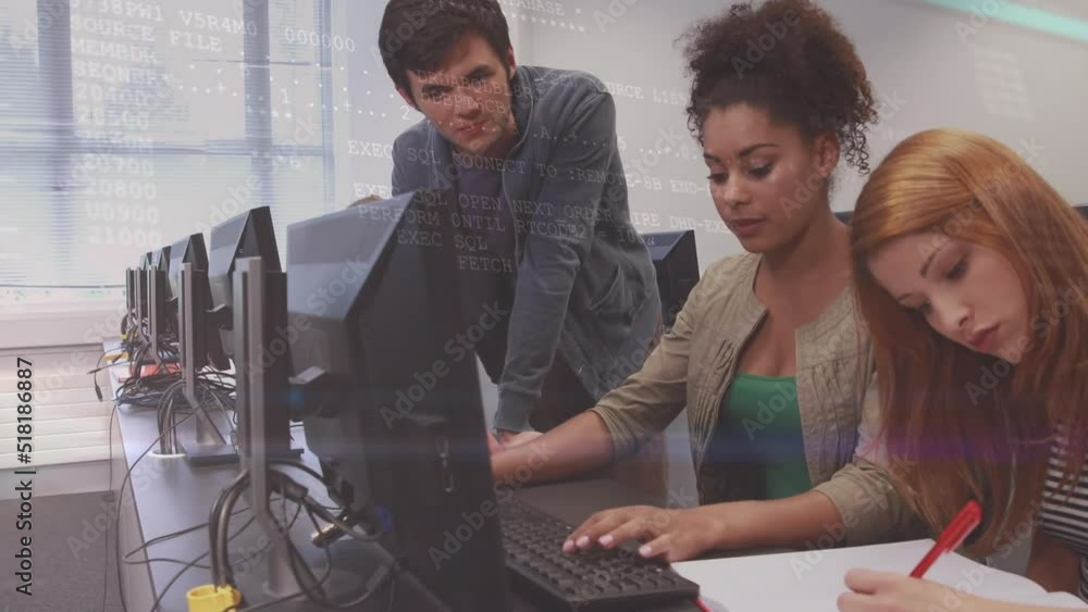 Poster animation of data processing over diverse students study together