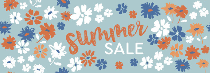 Fototapeta na wymiar Summer sale. Floral background for textile, swimsuit, wallpaper, pattern covers, surface, gift wrap.