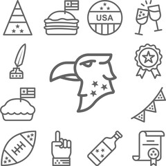 Eagle, USA icon in a collection with other items