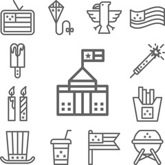 White House, USA icon in a collection with other items