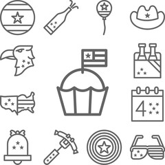 Muffin, USA icon in a collection with other items