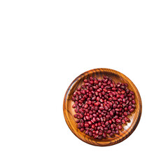 Vigna angularis - Raw red adzuki beans in the wooden bowl