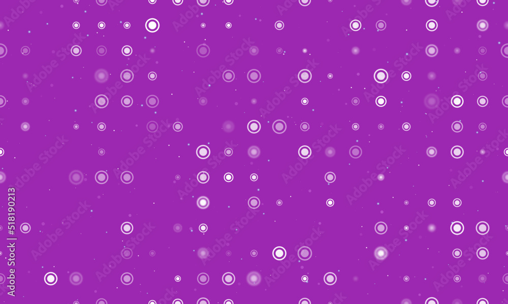 Poster seamless background pattern of evenly spaced white radio button symbols of different sizes and opaci