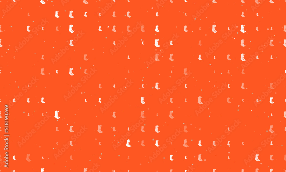 Poster seamless background pattern of evenly spaced white socks symbols of different sizes and opacity. vec