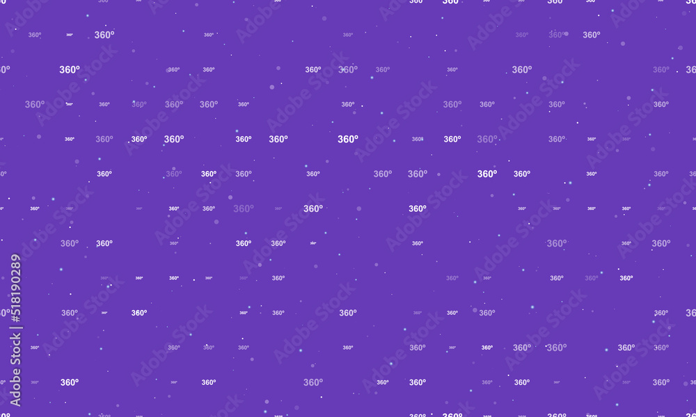 Poster seamless background pattern of evenly spaced white 360 degree symbols of different sizes and opacity