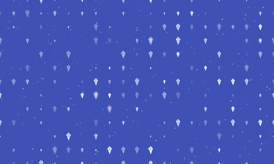 Seamless background pattern of evenly spaced white ice cream balls symbols of different sizes and opacity. Vector illustration on indigo background with stars