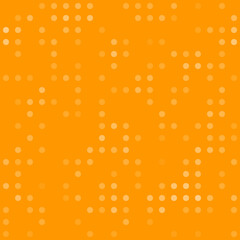 Abstract seamless geometric pattern. Mosaic background of white circles. Evenly spaced  shapes of different color. Vector illustration on orange background