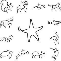 Obraz premium Sea star one line icon in a collection with other items