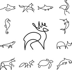 Obraz premium Deer one line icon in a collection with other items