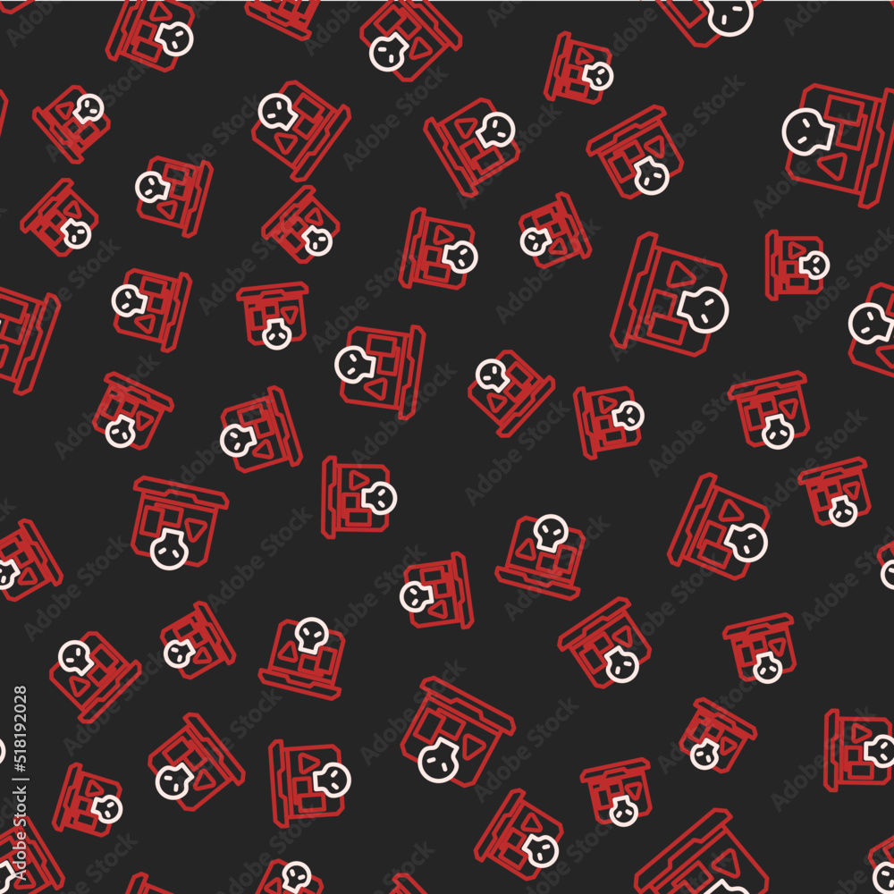 Canvas Prints Line Internet piracy icon isolated seamless pattern on black background. Online piracy. Cyberspace crime with file download and movies sharing. Vector