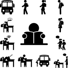 reading book icon in a collection with other items