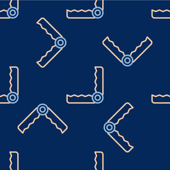 Line Trap hunting icon isolated seamless pattern on blue background. Vector