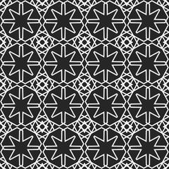 Monochrome seamless pattern with geometric ornament.