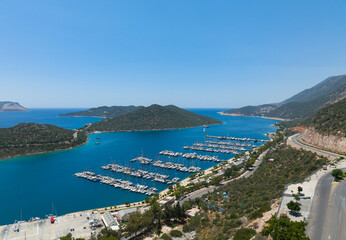 Obraz premium Kaş Marina Drone Photo, Kaş City Mediterranean Region, Antalya Turkey