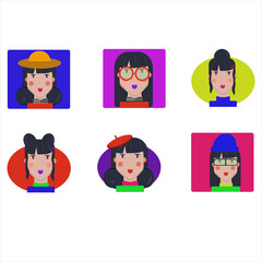 Illustration Flat Design Faces Girl Character 