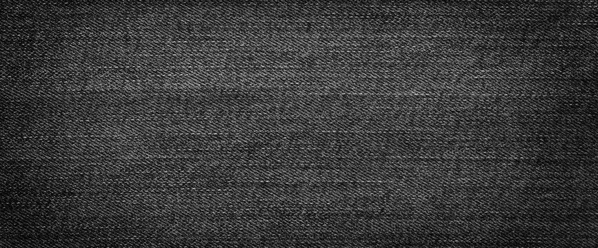 black denim fabric macro, top view, textile background